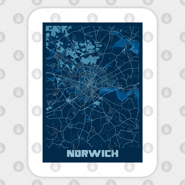 Norwich - United Kingdom Peace City Map Sticker by tienstencil